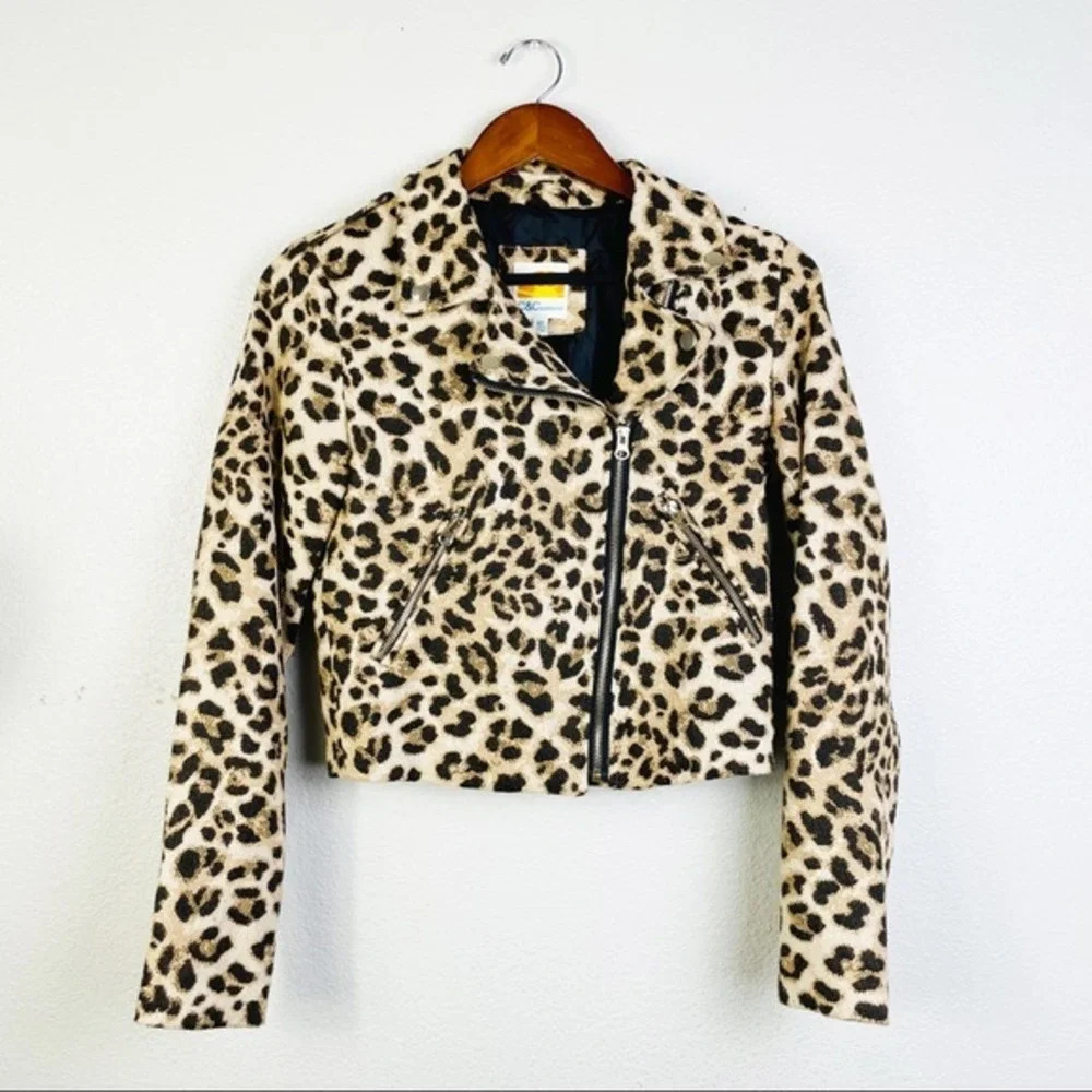 C&C CALIFORNIA Leopard Print‎ Moto Jacket Size XS